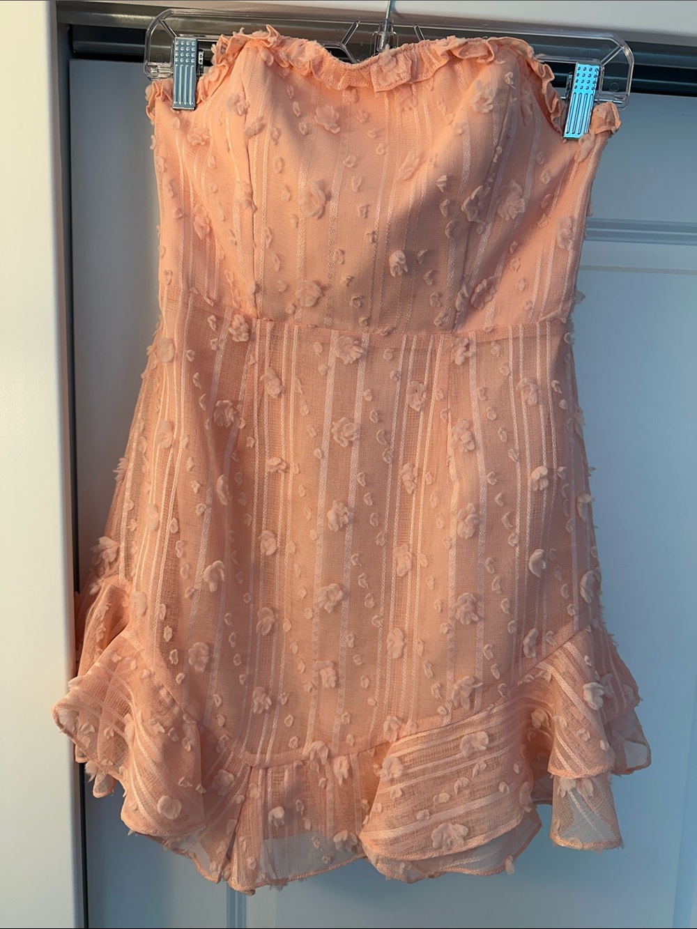Girls' Peach Ruffle Floral Mesh Dress